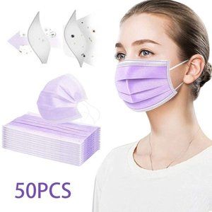 Purple Disposable 3 Ply Earloop Face Masks 50pc